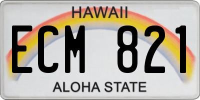 HI license plate ECM821