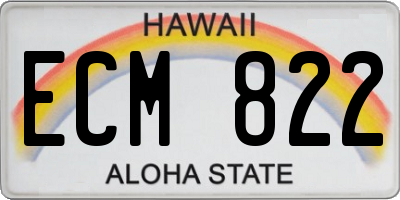 HI license plate ECM822