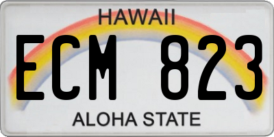 HI license plate ECM823