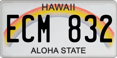 HI license plate ECM832