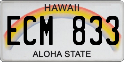 HI license plate ECM833