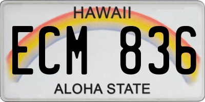 HI license plate ECM836