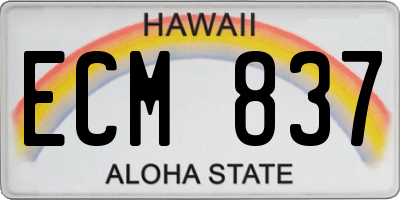 HI license plate ECM837