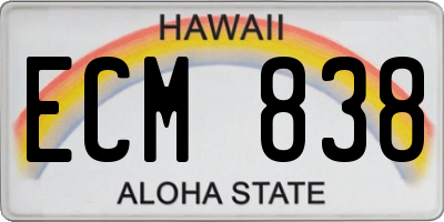 HI license plate ECM838