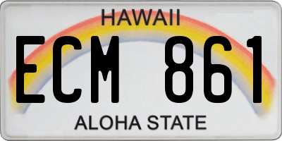 HI license plate ECM861