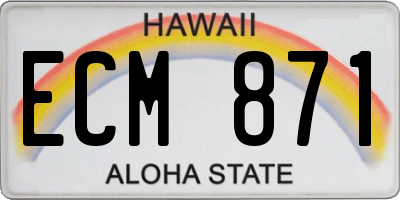 HI license plate ECM871