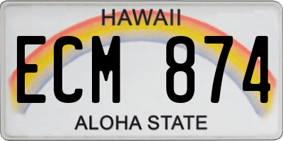 HI license plate ECM874