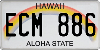 HI license plate ECM886
