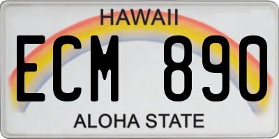 HI license plate ECM890