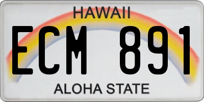 HI license plate ECM891