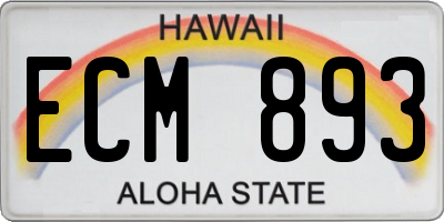 HI license plate ECM893