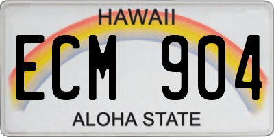HI license plate ECM904