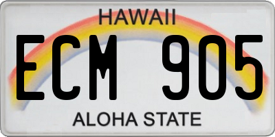 HI license plate ECM905