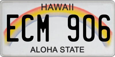 HI license plate ECM906
