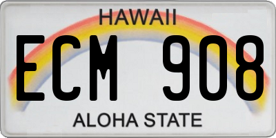 HI license plate ECM908