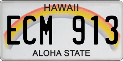 HI license plate ECM913