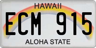 HI license plate ECM915