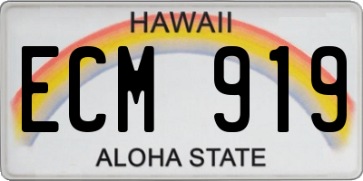 HI license plate ECM919