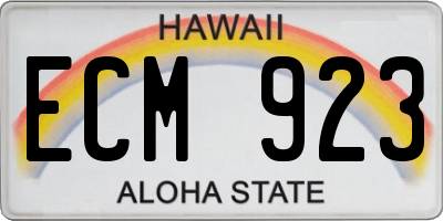 HI license plate ECM923