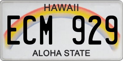 HI license plate ECM929