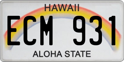 HI license plate ECM931