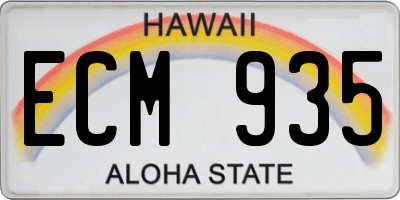 HI license plate ECM935
