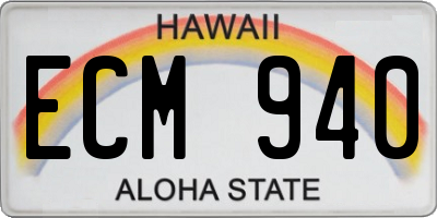 HI license plate ECM940