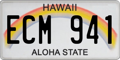 HI license plate ECM941