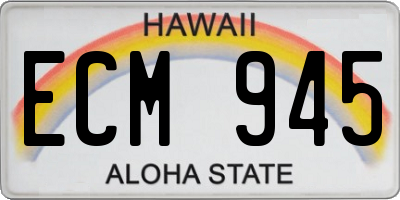 HI license plate ECM945