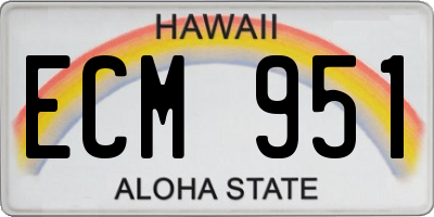 HI license plate ECM951