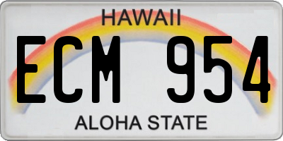HI license plate ECM954
