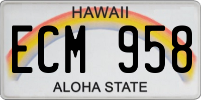 HI license plate ECM958