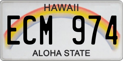 HI license plate ECM974