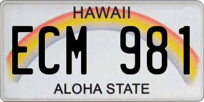 HI license plate ECM981