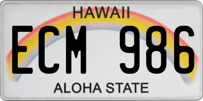HI license plate ECM986
