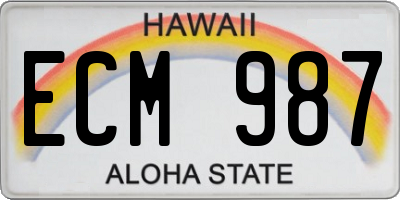 HI license plate ECM987