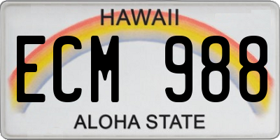 HI license plate ECM988