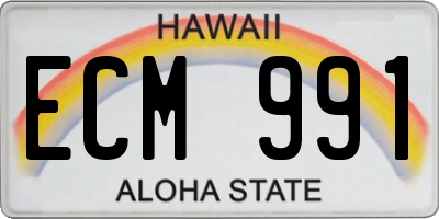 HI license plate ECM991