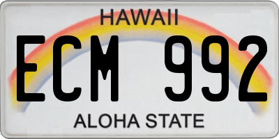 HI license plate ECM992