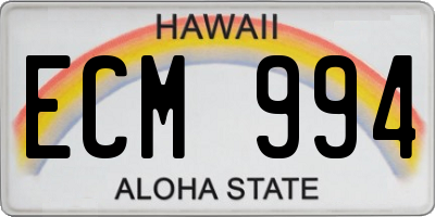 HI license plate ECM994