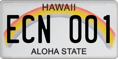 HI license plate ECN001