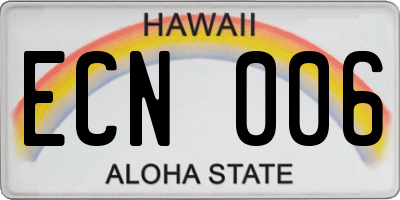 HI license plate ECN006