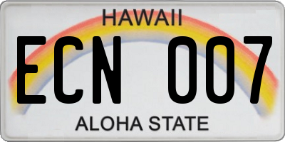 HI license plate ECN007