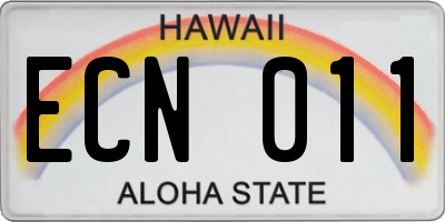 HI license plate ECN011