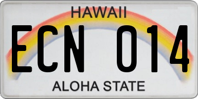 HI license plate ECN014