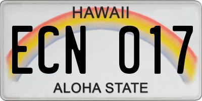 HI license plate ECN017