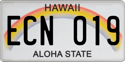 HI license plate ECN019