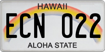 HI license plate ECN022