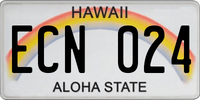 HI license plate ECN024