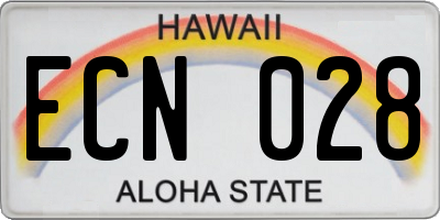 HI license plate ECN028
